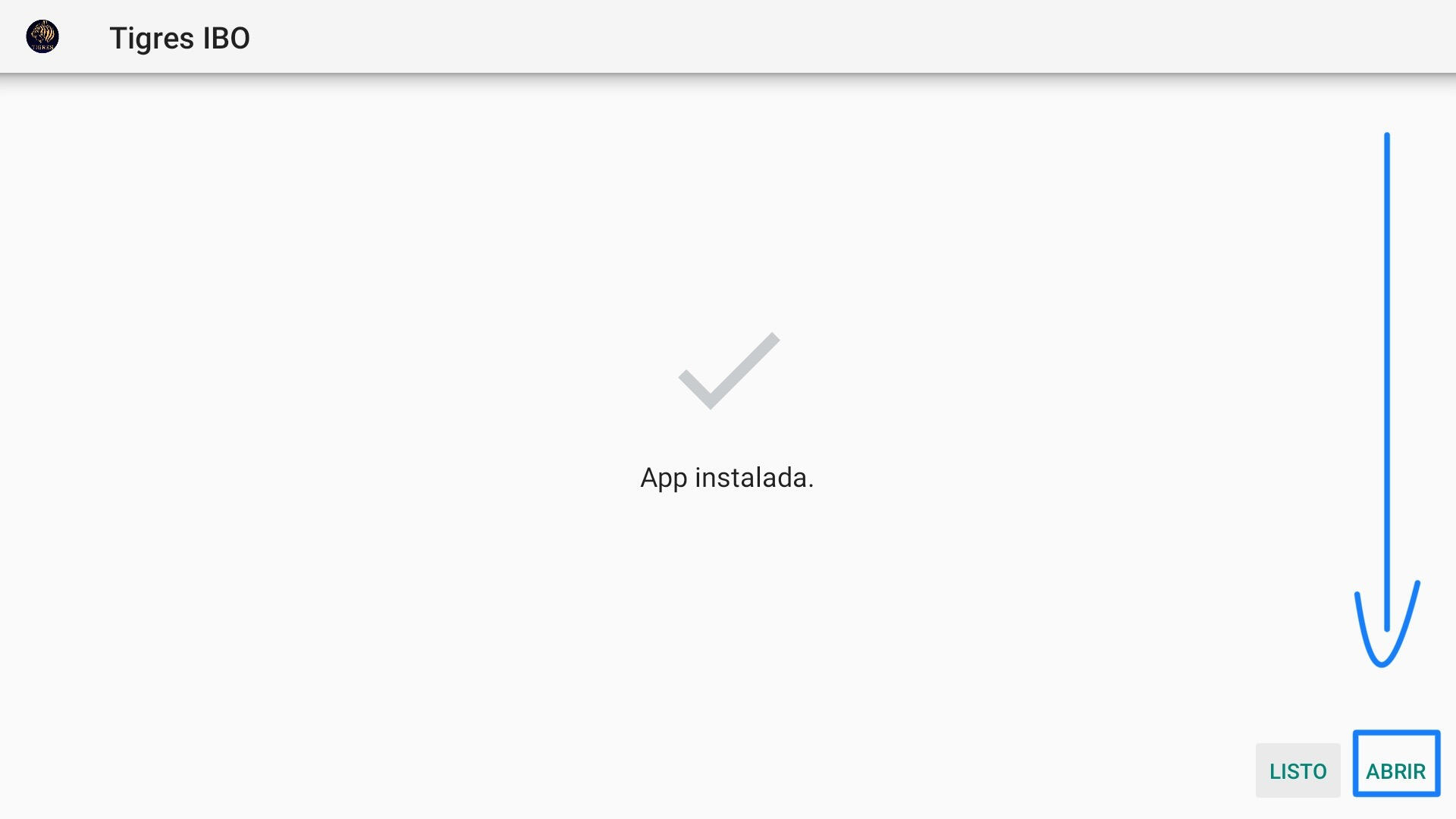 Confirmación de instalación completada