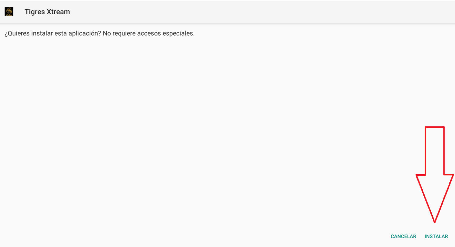 Pantalla del gestor de instalación de Android