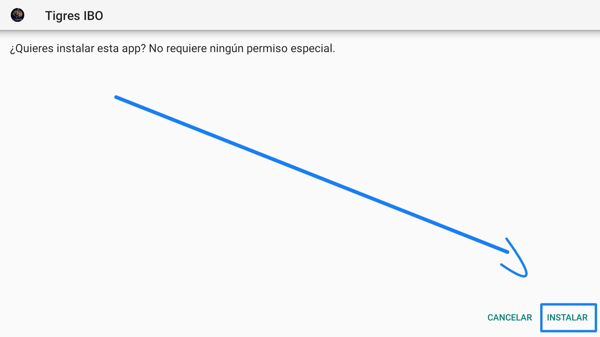 Pantalla del gestor de instalación de Android