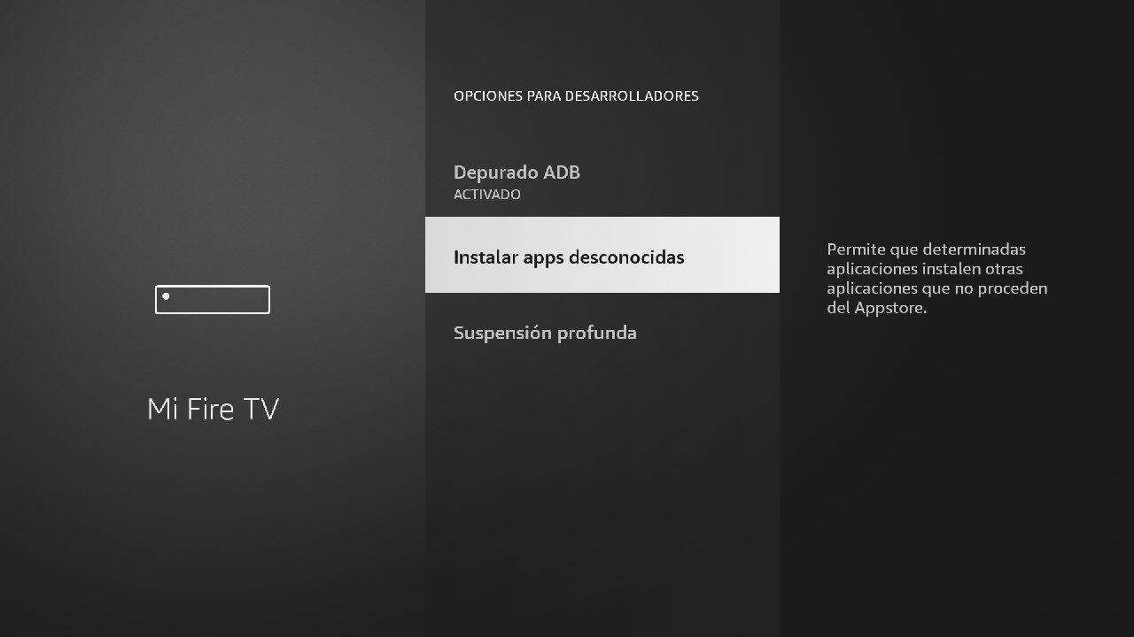 Opción Instalar aplicaciones de terceros activada